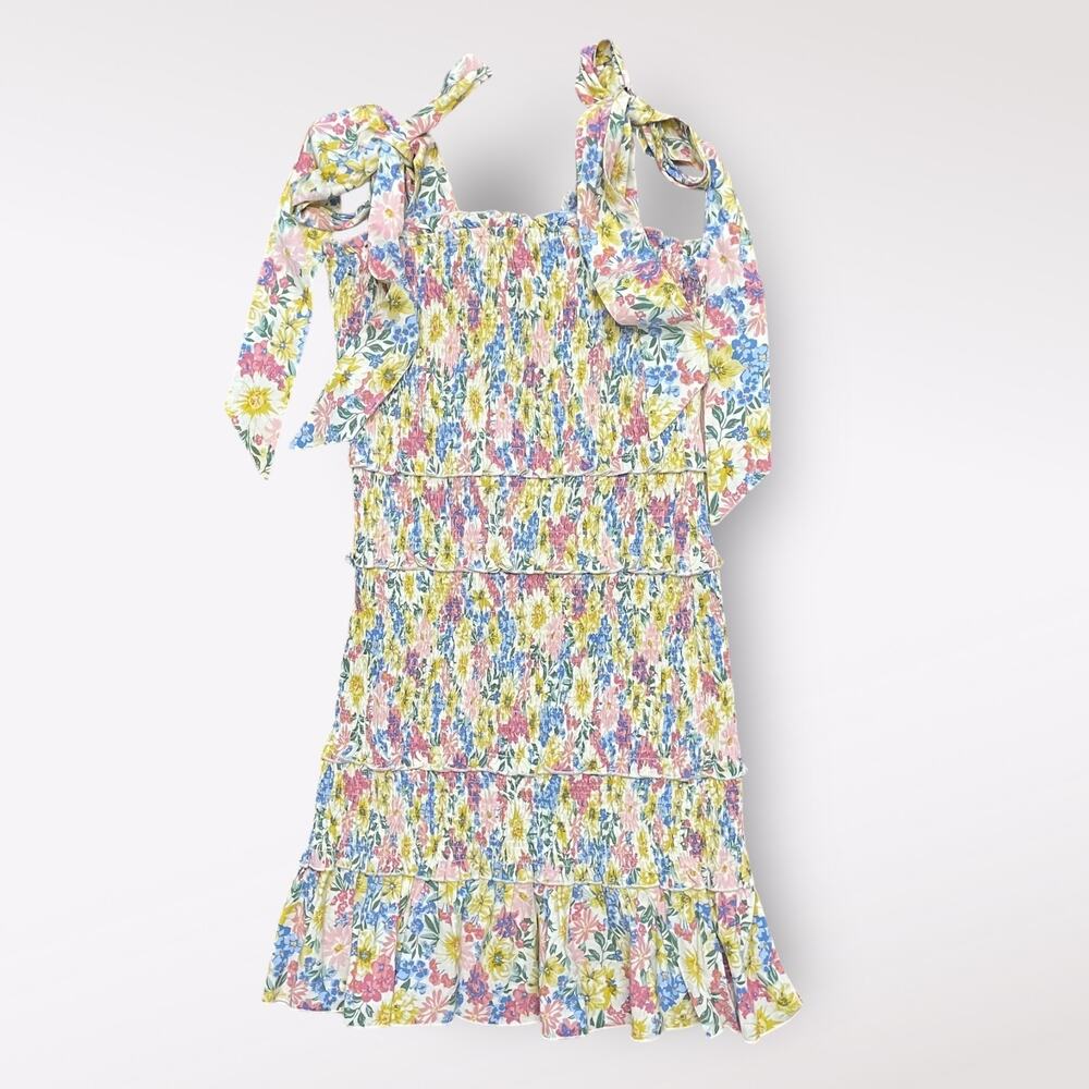 Aura Floral Print smocked body ruffled boho‎ babydoll sundress Size S